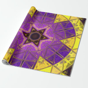 Papier Cadeau Mosaic Mandala violet et jaune