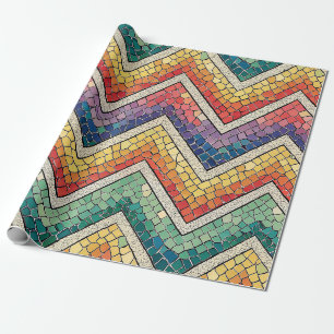 Papier Cadeau Mosaïque Chevron Arc-en-ciel – Carreau Géométrique
