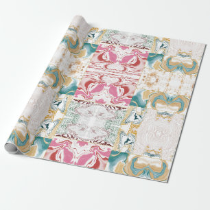 Papier Cadeau Mosaïque d'art fluide en marbre rétro sarcelle et