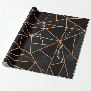 Papier Cadeau Mosaïque de marbre noir et doré