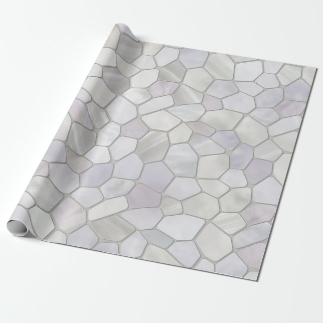 Papier Cadeau Mosaïque de Platine gris (Déroulé)