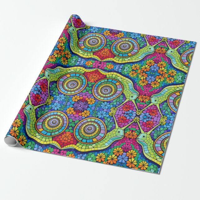 Papier Cadeau Mosaïque d'escargot mignonne (Déroulé)