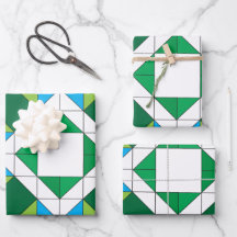 Papier Cadeau Mosaïque Étoile Géométrique Broderie
