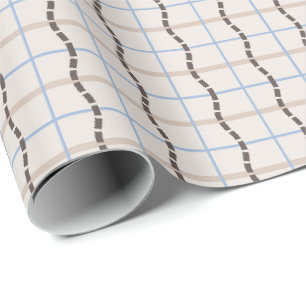 Papier Cadeau mosaïque géométrique apaisante - taupe bleu