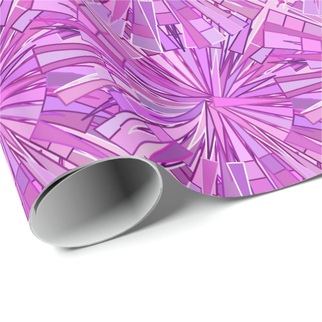 Papier Cadeau Mosaïque géométrique moderne, violet et orchidée (Coin rond)