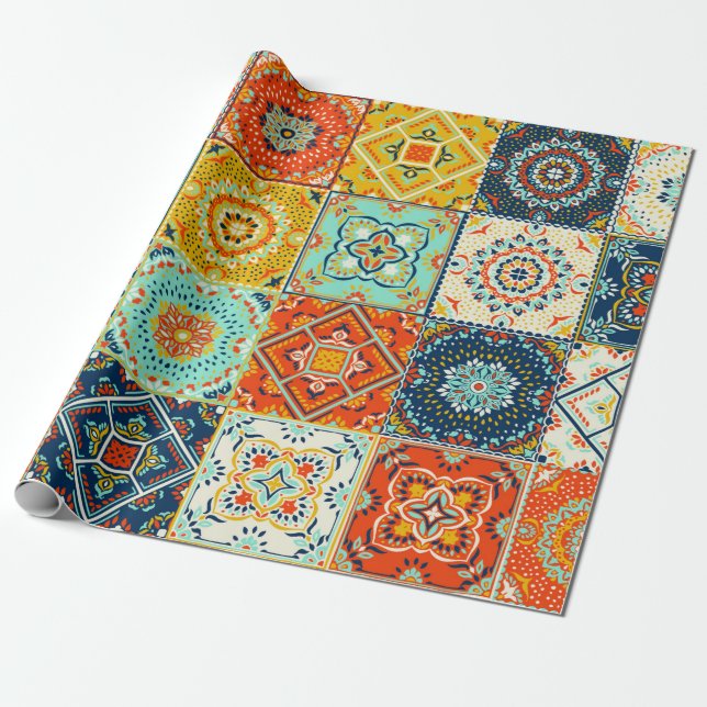 Papier Cadeau Mosaïque marocaine illustration motif (Déroulé)