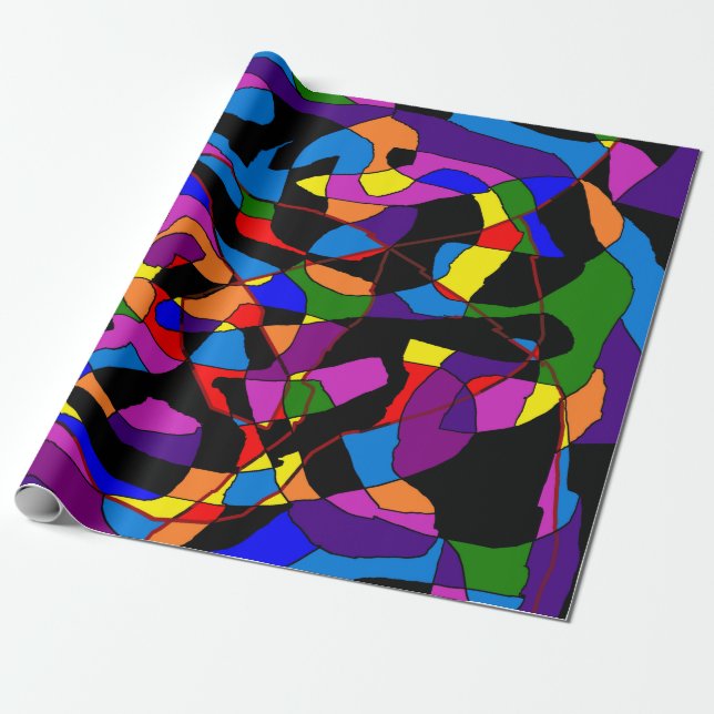 Papier Cadeau Mosaïque mixte couleur vive (Déroulé)