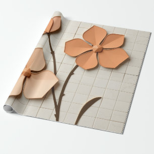 Papier Cadeau Mosaïque Moderne de Pétales de Pêche