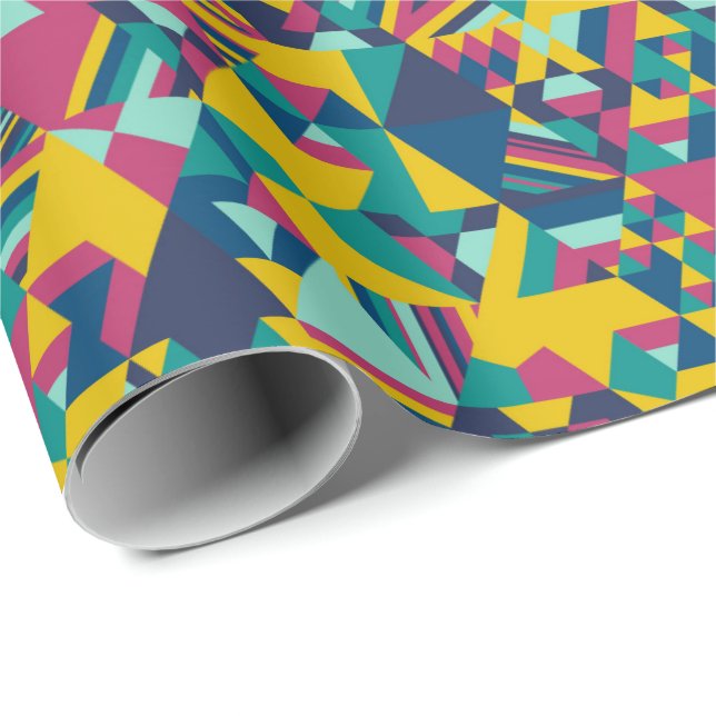 Papier Cadeau Mosaïque triangulaire en bleu (Coin rond)