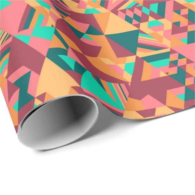 Papier Cadeau Mosaïque triangulaire en orange (Coin rond)