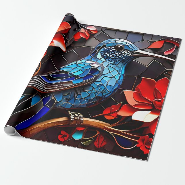 Papier Cadeau Mosaïques de colibri aux couleurs mignonnes (Déroulé)
