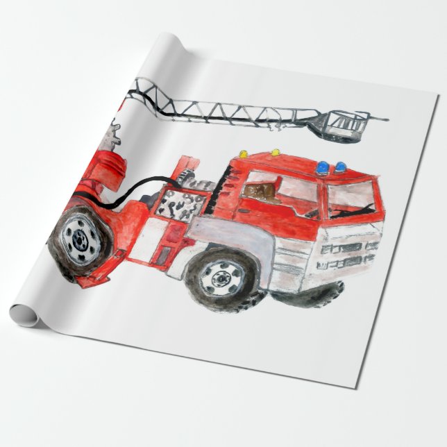 Papier Cadeau Moteur à incendie rouge, illustration de camion à  (Déroulé)