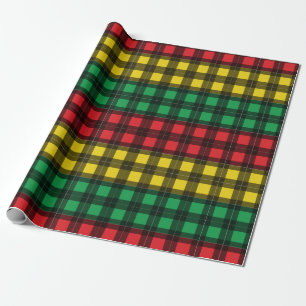 Papier Cadeau Motif à carreaux aux couleurs du drapeau Rasta jam