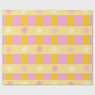 Papier Cadeau Motif à carreaux floraux colorés rétro