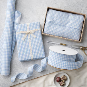 Papier Cadeau Motif à carreaux Gingham bleu aérien mini