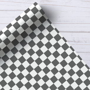 Papier Cadeau Motif à carreaux gris foncé et blanc