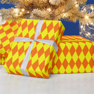 Papier Cadeau Motif à carreaux Harlequin jaune orange