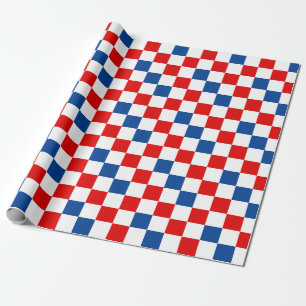Papier Cadeau Motif à carreaux rouge blanc bleu