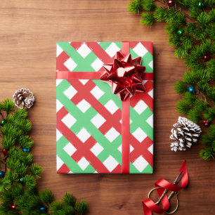 Papier Cadeau motif à carreaux rouge, vert et blanc