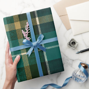 Papier Cadeau Motif à carreaux tartan vert marine écossais vinta