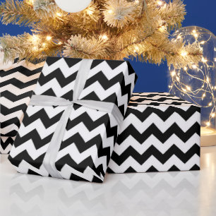 Papier Cadeau Motif à chevron zigzag noir et blanc