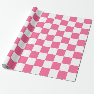 Papier Cadeau Motif À damiers chèque rose blanc