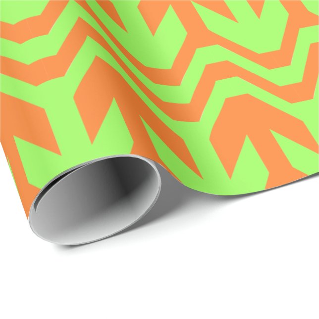 Papier Cadeau Motif à double flèche orange et vert (Coin rond)