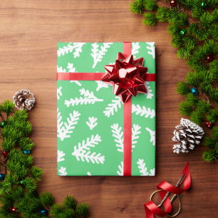 Papier Cadeau Motif à feuilles vertes et blanches