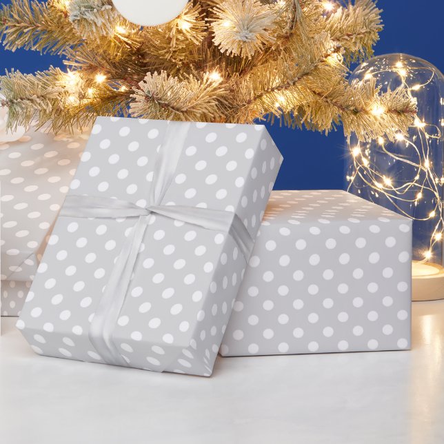 Papier Cadeau Motif à gros pois blanc gris clair (Vacances)