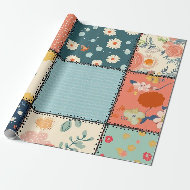 Papier Cadeau Motif à maquillage floral (Déroulé)