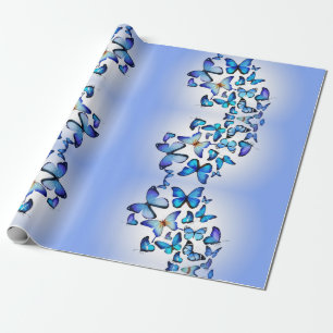 Papier Cadeau Motif à papillon bleu moderne et élégant