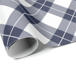 Papier Cadeau Motif à plaid bleu et blanc de la marine diagonale