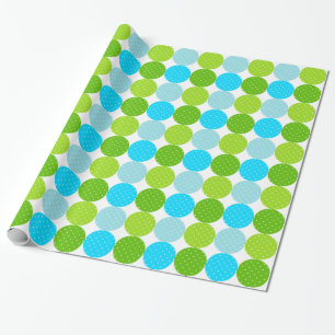 Papier Cadeau Motif à points bleu et vert