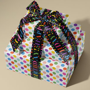 Papier Cadeau Motif à pois arc-en-ciel de taille moyenne