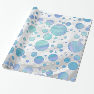 Papier Cadeau Motif à pois bleu glacier