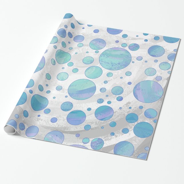 Papier Cadeau Motif à pois bleu glacier (Déroulé)