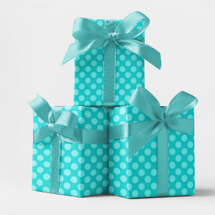Papier Cadeau Motif à pois monochrome bleu des Caraïbes