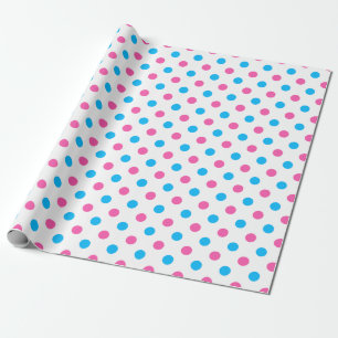 Papier Cadeau Motif à pois rose pastel bleu