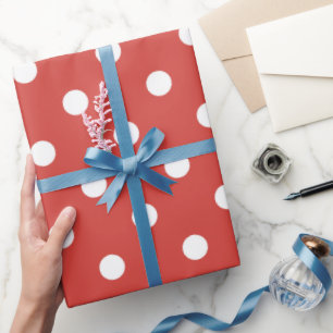 Papier Cadeau Motif à pois rouges et blancs