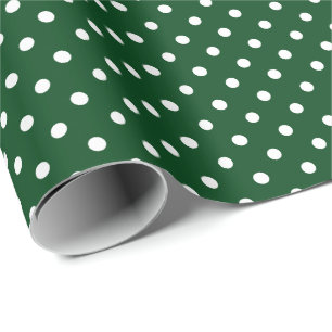 Papier Cadeau Motif à pois vert foncé et blanc