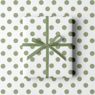 Papier Cadeau Motif à pois vert sauge moderne