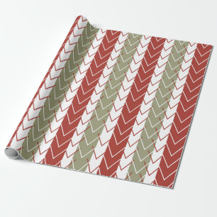 Papier Cadeau Motif à rayures chevron rouge sarcelle