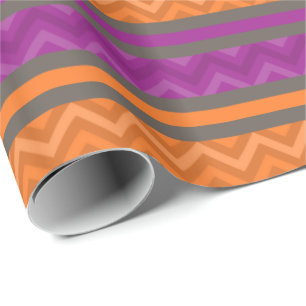 Papier Cadeau Motif à rayures de chevron violet et orange