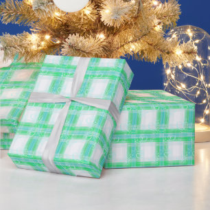 Papier Cadeau Motif à rayures florales vert
