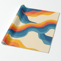 Motif à rayures ondulées orange et bleu rétro des