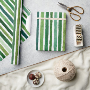 Papier Cadeau Motif à rayures peintes vertes