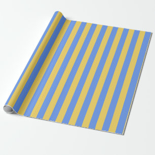 Papier Cadeau Motif à rayures verticales en bleu et jaune