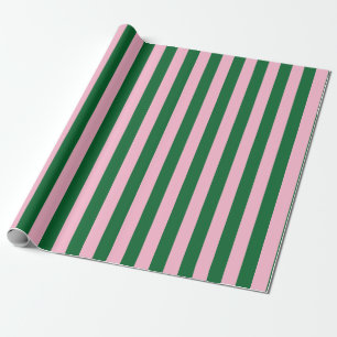 Papier Cadeau Motif à rayures verticales en rose et vert
