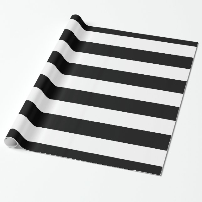Papier Cadeau Motif à rayures XL noires et blanches (Déroulé)