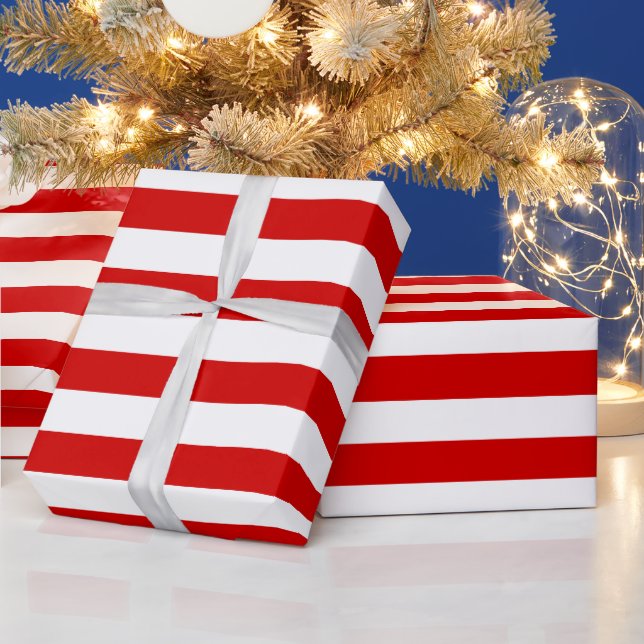 Papier Cadeau Motif à rayures XL rouges et blanches (Vacances)